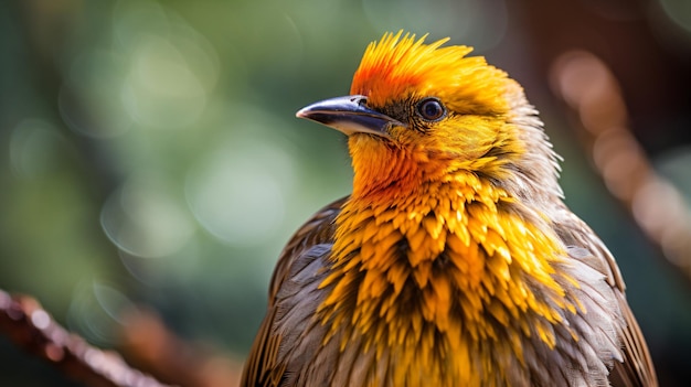 un pájaro con cabeza amarilla y pico negro