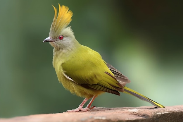 Un pájaro con cabeza amarilla y plumas amarillas.