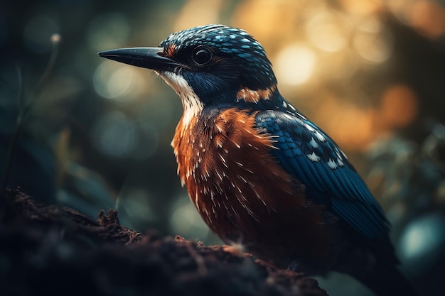 Un pájaro con cabeza azul y plumas azules se sienta en una rama.