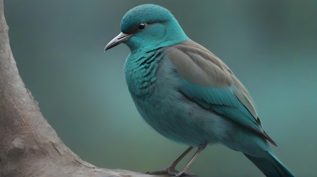 un pájaro con una cabeza verde y ojos azules