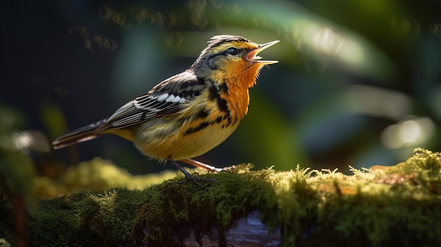 Un pájaro cantando al sol