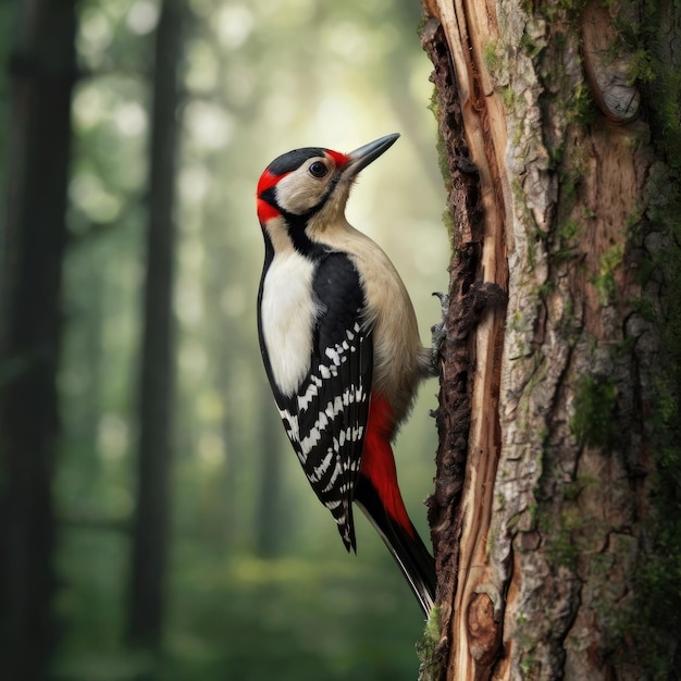 el pájaro carpintero de cerca en el bosque