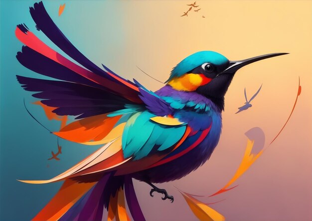 Un pájaro de colores en el fondo del cielo Ilustración vectorial