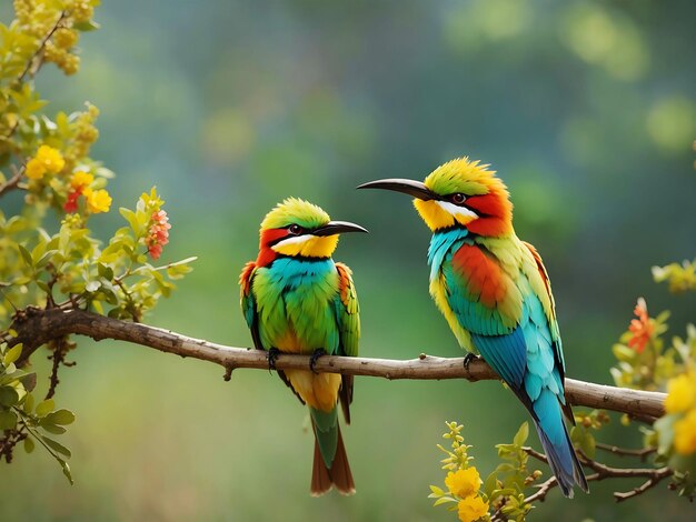 Foto un pájaro colorido en el bosque ai generado