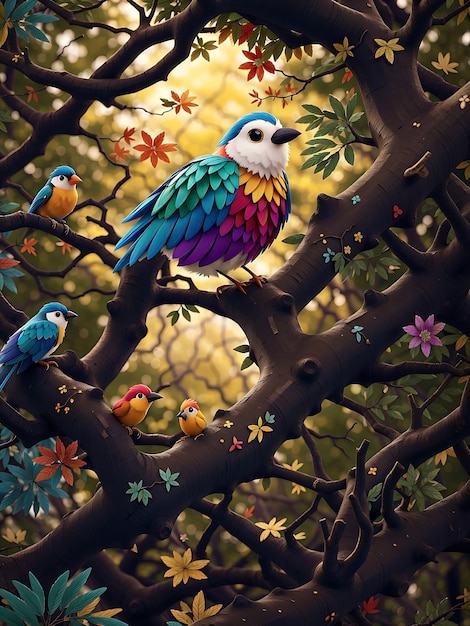 pájaro colorido en el bosque