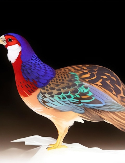 un pájaro colorido con una cabeza azul y roja