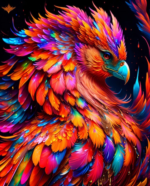 Un pájaro colorido con una cabeza grande y un pico grande.