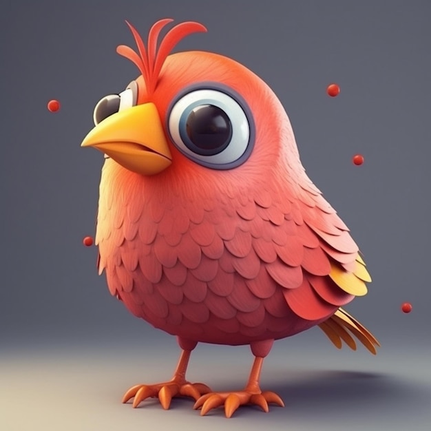 Pájaro colorido de dibujos animados en 3D