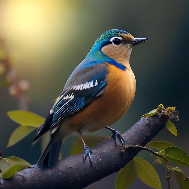 Un pájaro colorido está sentado en la rama de un árbol.