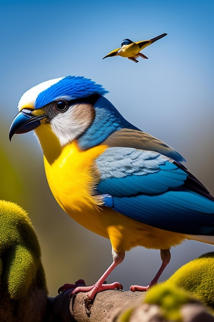 Pájaro colorido en el fondo del bosque ai generado