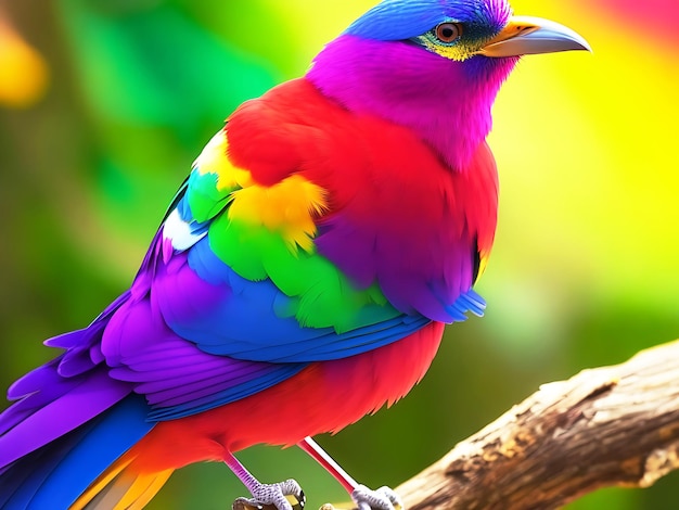 Foto pájaro colorido con un fondo colorido generado por ai