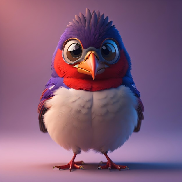 Un pájaro colorido con un fondo morado y un fondo morado.