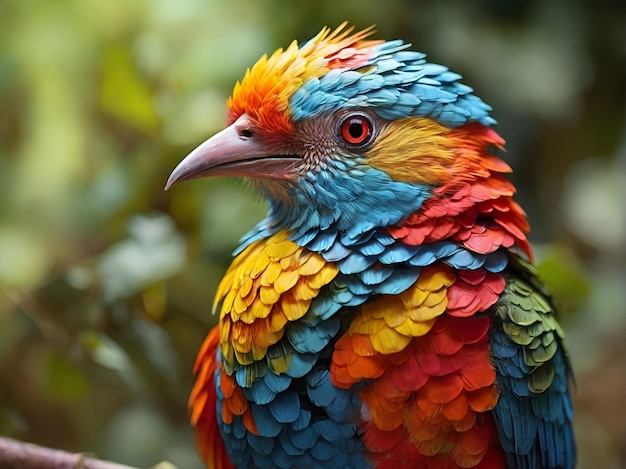 Foto un pájaro colorido en el mundo generado por la ia