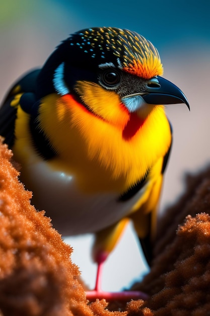 Pájaro colorido Pájaro volando en el cielo generado Ai