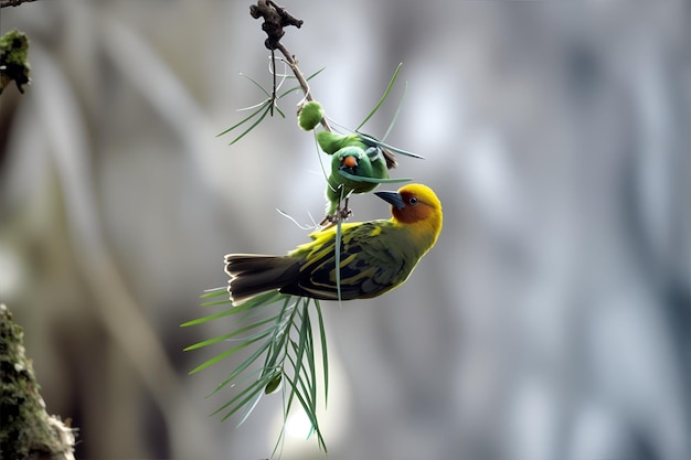 Un pájaro colorido parado en la rama de un árbol