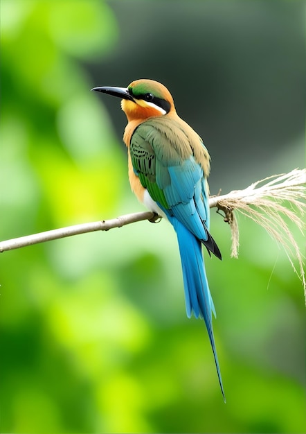 Un pájaro colorido parado en la rama de un árbol