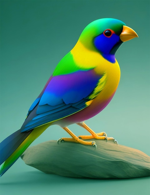 Un pájaro colorido con una pluma verde y roja en la cabeza