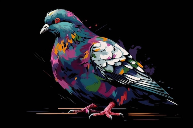 Un pájaro colorido sentado encima de una mesa de madera Imagen generativa de IA