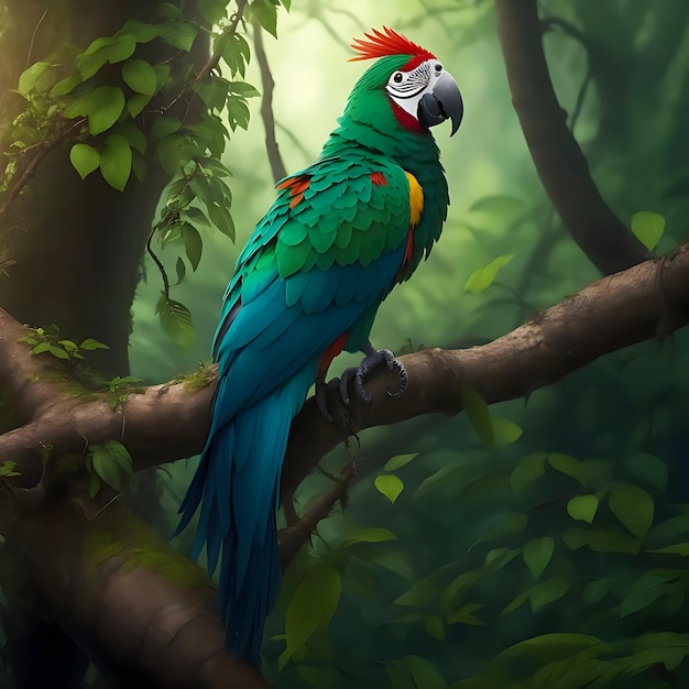 Foto un pájaro colorido se sienta en una rama en el bosque