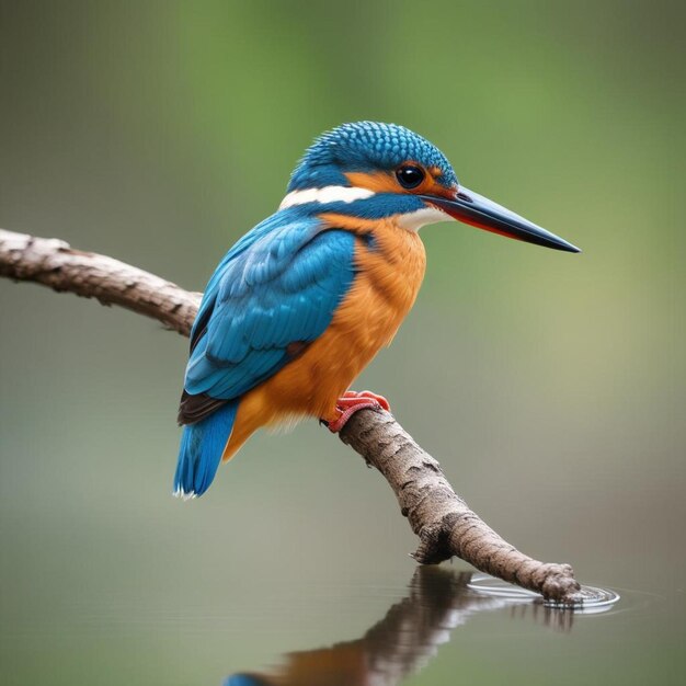 Foto un pájaro colorido se sienta en una rama con un reflejo de un pájario en él