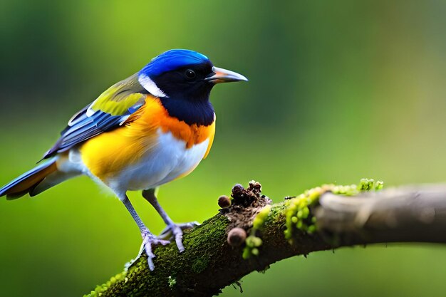 Un pájaro colorido se sienta en una rama.