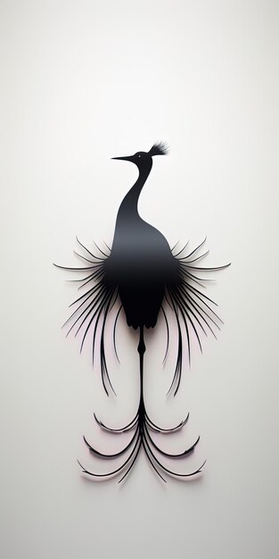 Foto un pájaro con un cuello largo y un fondo blanco y negro
