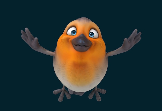 Un pájaro de dibujos animados divertido en 3D