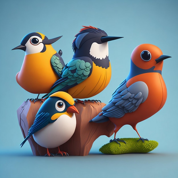 Pájaro de dibujos animados pájaro amor icono imagen lindo estilo cómico pájaro salvaje ilustración 3D renderizado C4D