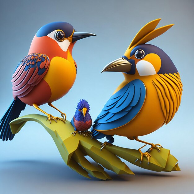 Pájaro de dibujos animados pájaro amor icono imagen lindo estilo cómico pájaro salvaje ilustración 3D renderizado C4D