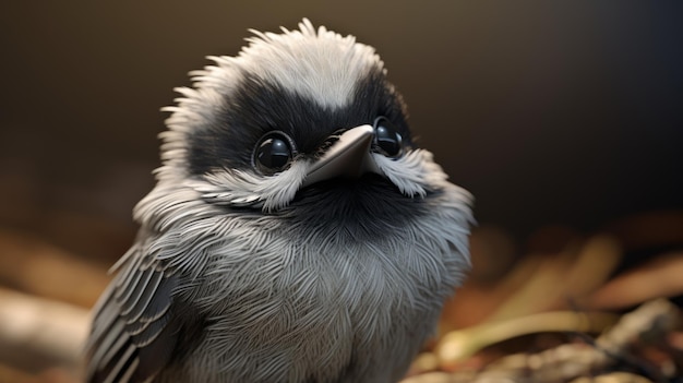 Foto un pájaro de dibujos animados con el pelo desordenado un retrato hiperdetallado de rastreo de rayas