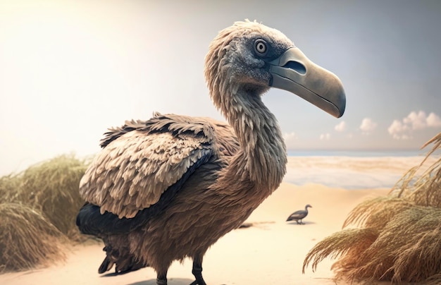 pájaro dodo en una playa