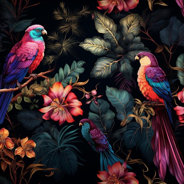 pájaro con fondo de flor