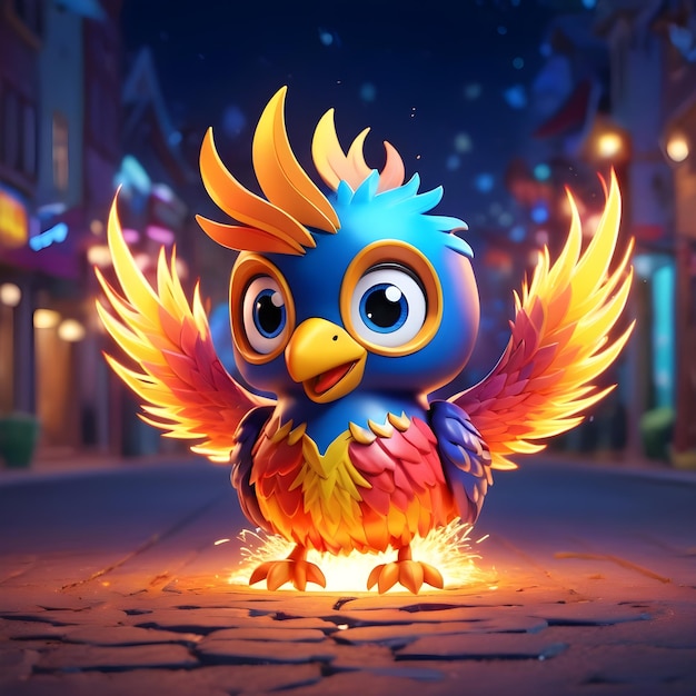 El pájaro de fuego de dibujos animados en 3D