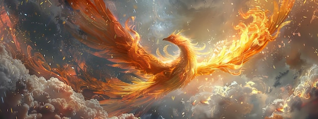 Pájaro de fuego de Phoenix fantasía pájaro de fuego abstracto magia 3D águila animal personaje del cuento de fuego de pájaro Phoenix