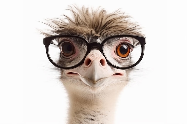 un pájaro con gafas en la cabeza