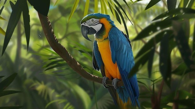 El pájaro guacamayo en la selva tropical