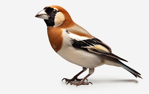 El pájaro Hawfinch en un fondo blanco generativo por Ai