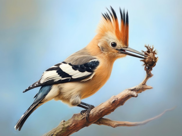 El pájaro Hoopoe de Eurasia con su captura