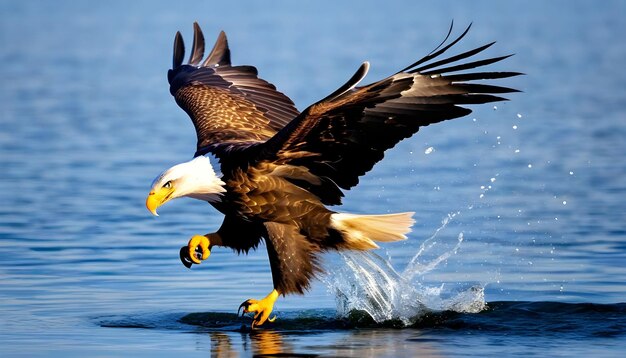 Foto pájaro de la libertad volando águila en la cima del mar