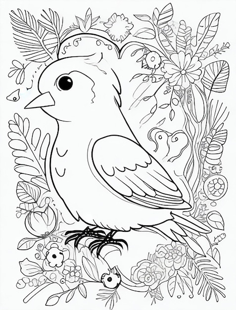 Pájaro lindo para los niños página de colorear