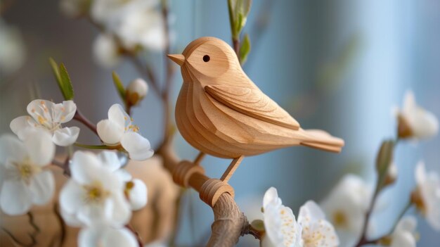 Pájaro de madera de primavera IA generativa