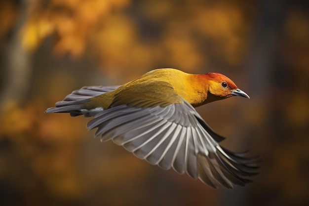 pájaro majestuoso en vuelo contra un fondo borroso