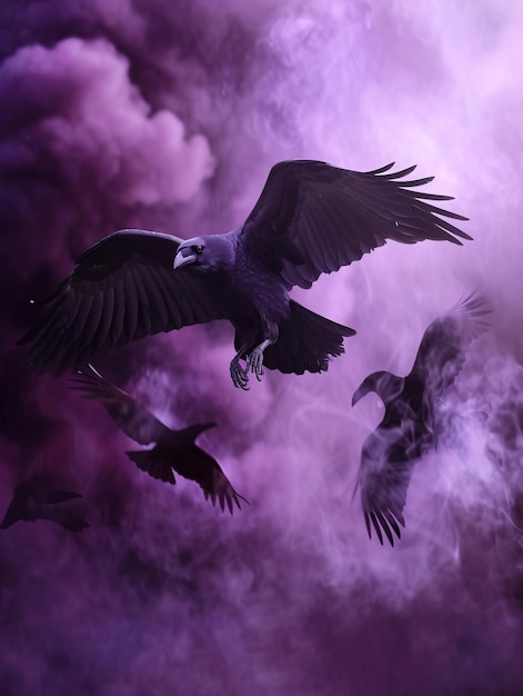 Foto el pájaro negro del cuervo álbum de fotos visuales lleno de vibraciones oscuras y misteriosas