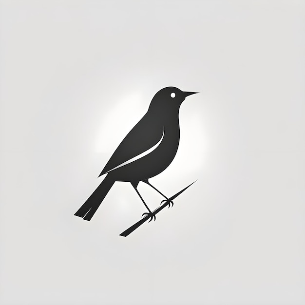 Foto pájaro negro sobre un fondo blanco ilustración vectorial para su diseño