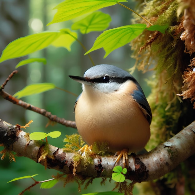 Foto un pájaro normal en el bosque de una ia genera