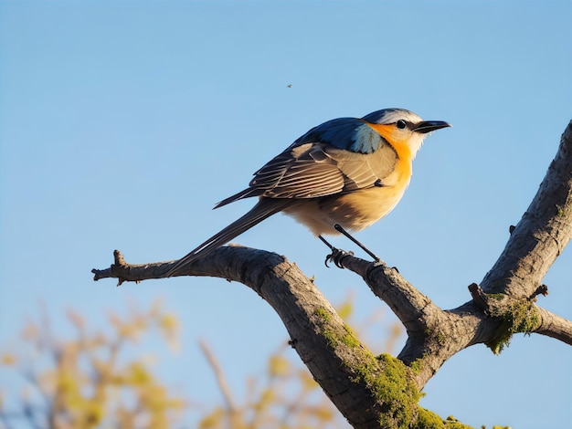 Pájaro panorámico natural sentado en la rama ai generar