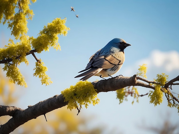 Pájaro panorámico natural sentado en la rama ai generar