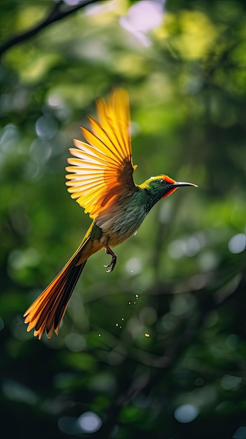 pájaro del paraíso volando en el parque