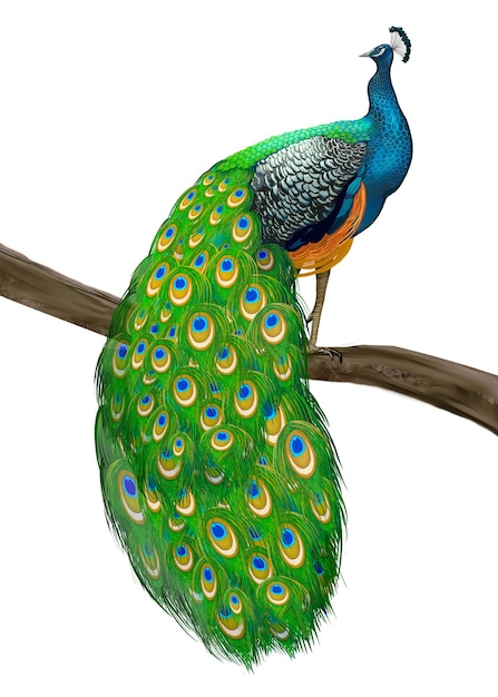 El pájaro pavo real png ilustración pegatina fondo transparente