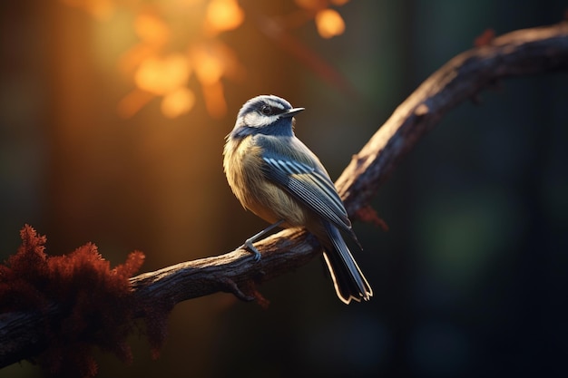 Un pájaro pequeño posado en una rama extendiendo sus alas